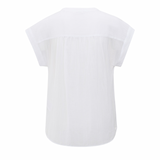 YAYA Pure White Flowy Polo Top