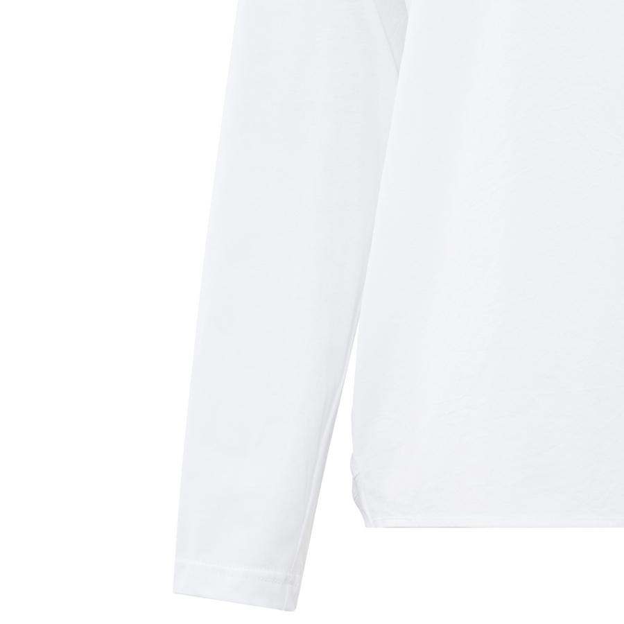 YAYA Pure White Fabric Mix Long Sleeve Top