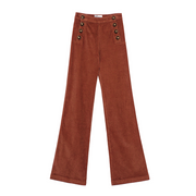 La Petite Etoile Paulie Marron Brown Flare Pants with Button Detail