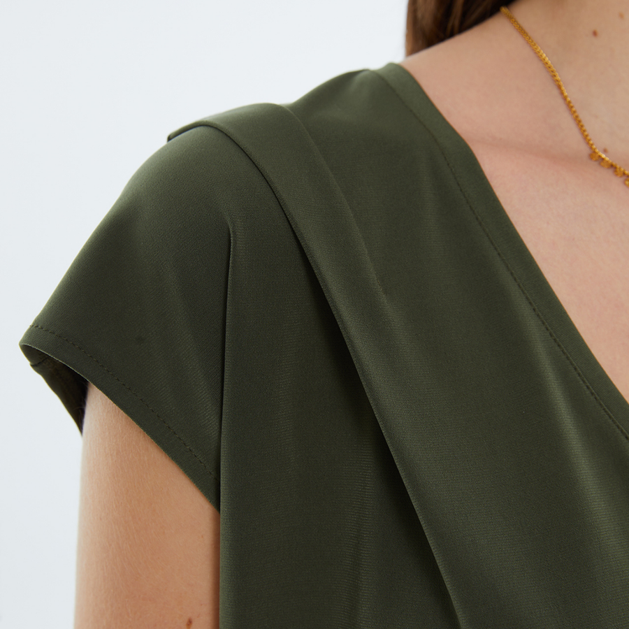 Andam Khaki V-Neck T-Shirt
