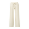 Yaya Summer Sand Woven Wide Leg Trousers with Elastic Satin Contrast Waistband