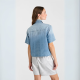 Le Temps Des Cerises Blue Jean Mona Button Up Top