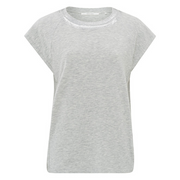 YAYA Medium Grey Short Sleeve Jersey Top with Metallic Detail