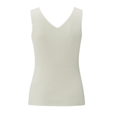 Yaya Wool White Fine Rib Knitted Tanktop