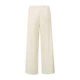 Yaya Summer Sand Woven Wide Leg Trousers with Elastic Satin Contrast Waistband