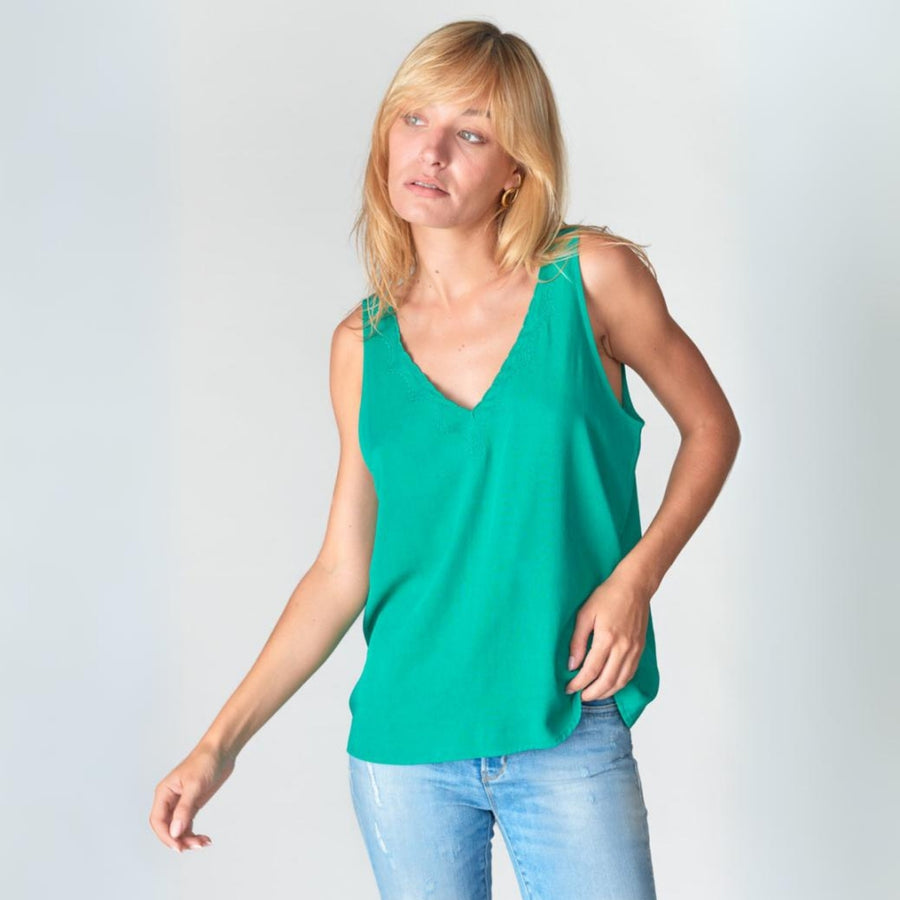 Le Temps Des Cerises Marjori Dark Green Top