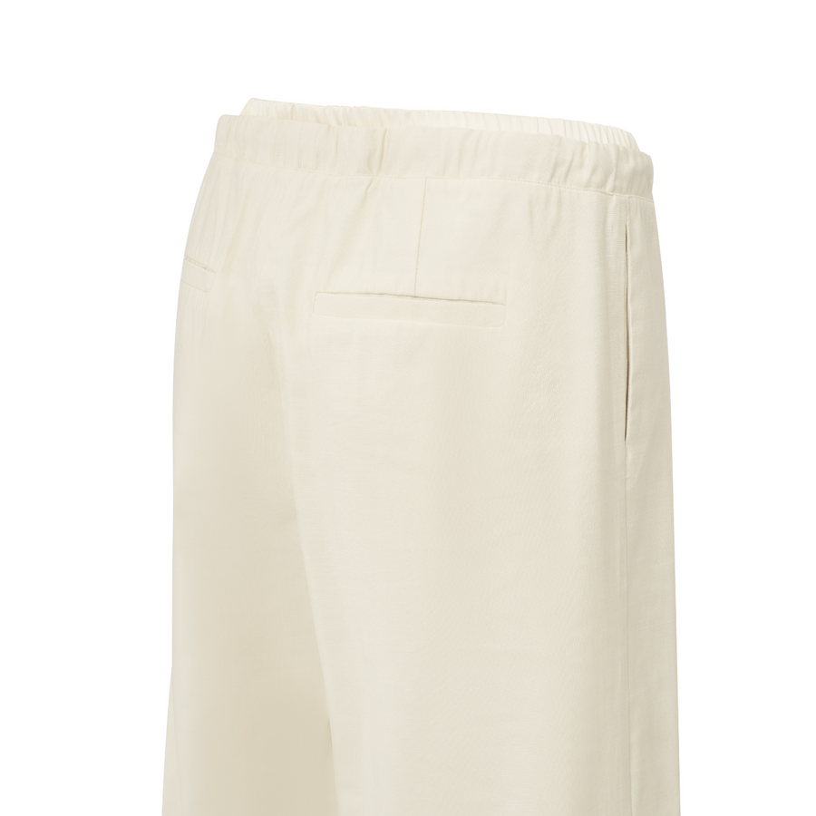 Yaya Summer Sand Woven Wide Leg Trousers with Elastic Satin Contrast Waistband