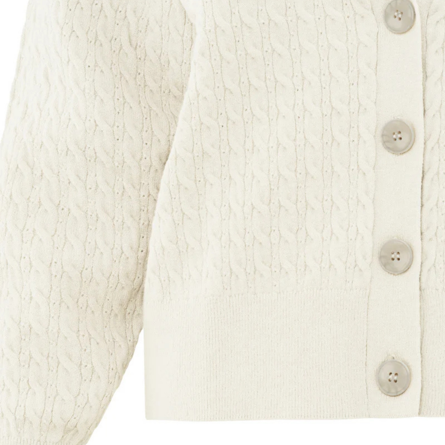 YAYA Chalk White Cable Knit Cardigan