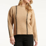 Smashed Lemon Camel & Black Knitted Top