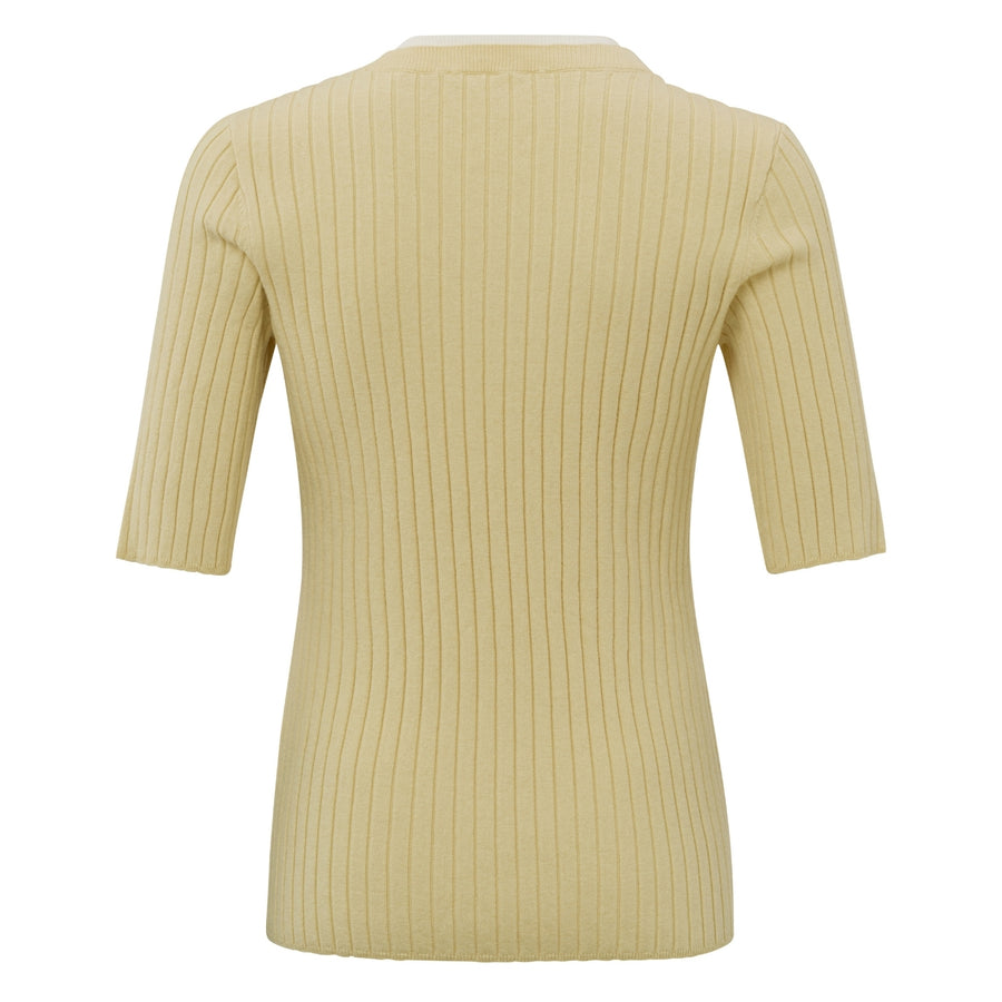 YAYA Parsnip Yellow Fitted Half Sleeve Knitted Sweater