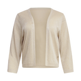 Smashed Lemon Knitted Sand Cardigan with Cropped Sleeves