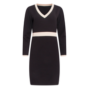 Smashed Lemon Black-Sand Contrast Long Sleeve Knit Dress
