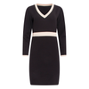 Smashed Lemon Black-Sand Contrast Long Sleeve Knit Dress