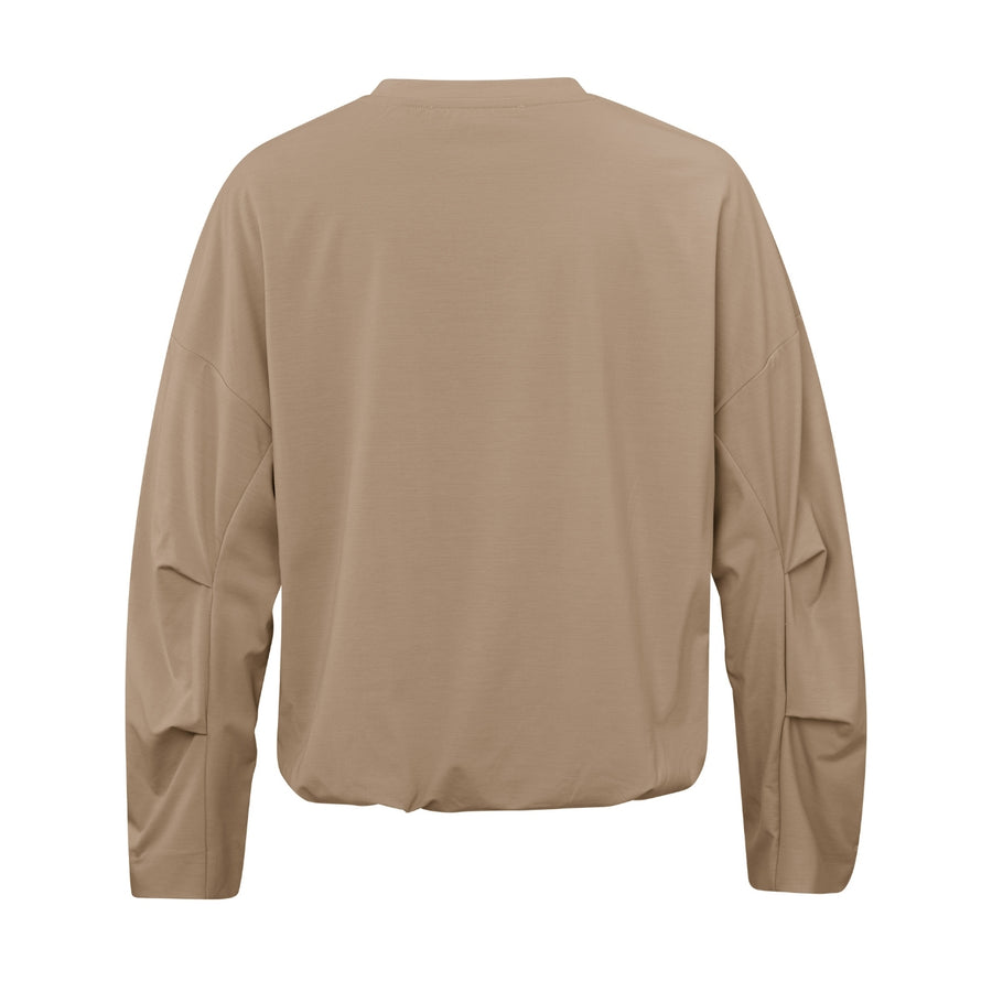 YAYA Affogato Brown Pleated Top