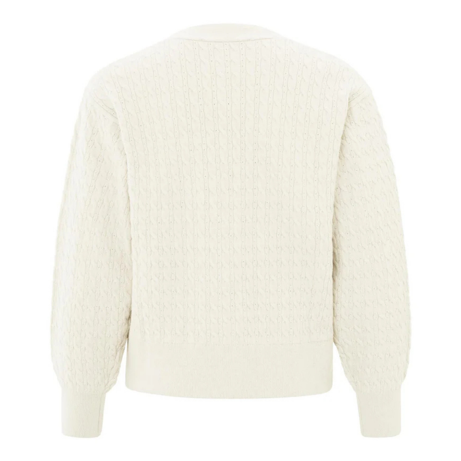 YAYA Chalk White Cable Knit Cardigan