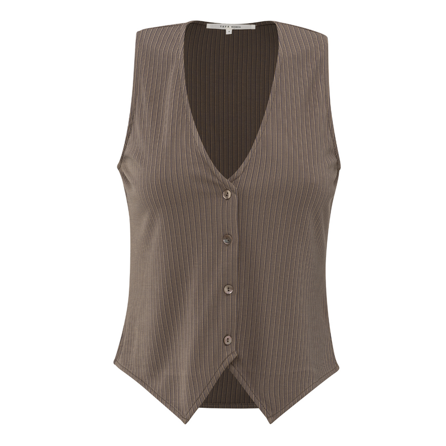 Yaya Caribou Brown Jersey Gilet Top