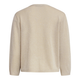 Smashed Lemon Knitted Sand Cardigan with Cropped Sleeves