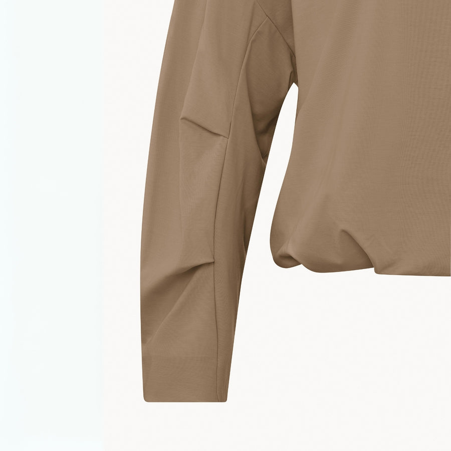 YAYA Affogato Brown Pleated Top