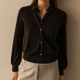 YAYA Black Blouse With Double Layer Effect