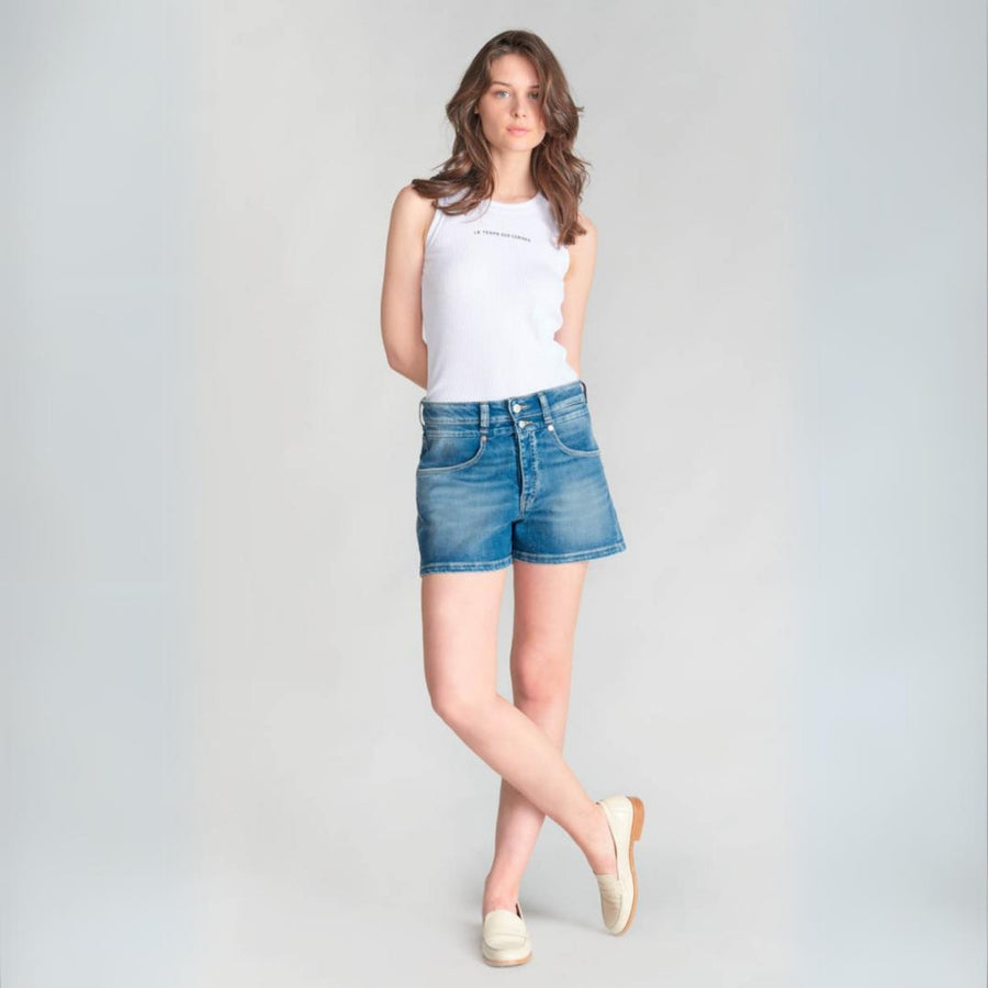 Le Temps Des Cerises Blue Maro Jean Shorts