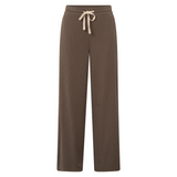 Yaya Caribou Brown Wide Leg Jersey Trouser with Elastic Waistband