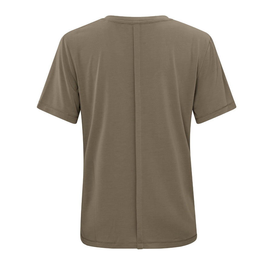 YAYA Basic Slim-Fit T-Shirt in Shitake Brown