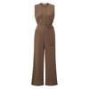 Yaya Caribou Brown Sleeveless Jersey Jumpsuit with Placket Detail