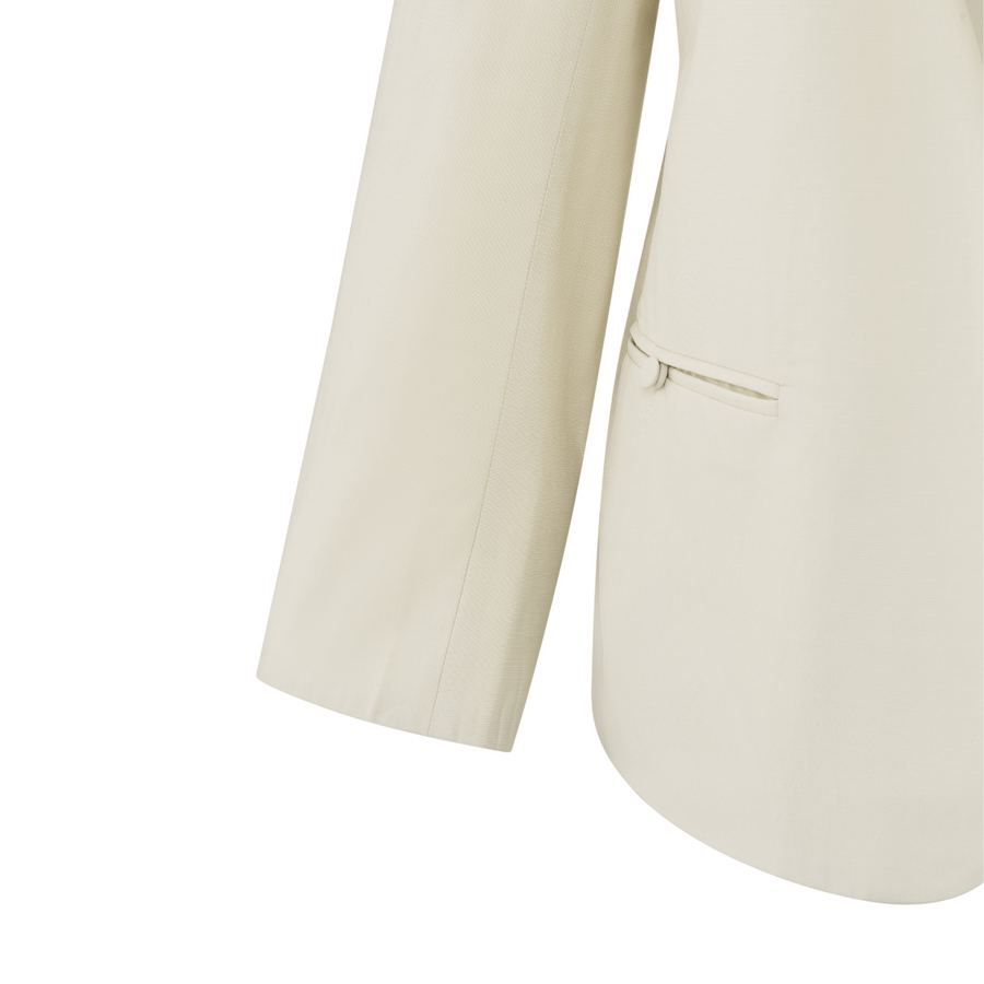 Yaya Summer Sand Woven Loose Fit Blazer with Satin Details