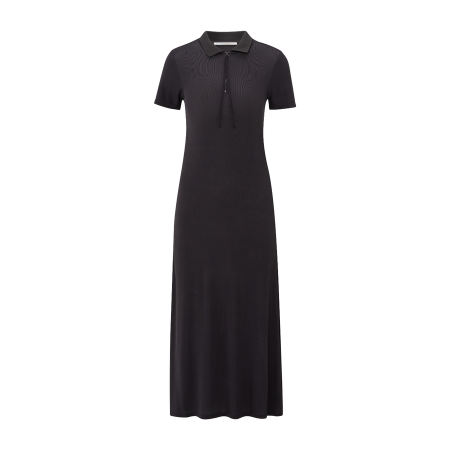Yaya Phantom Jersey Dress with a Polo Collar
