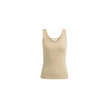 YAYA Khaki Green Melange Rib Singlet With Fancy Edge
