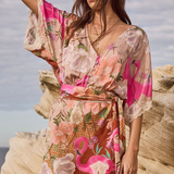 Spell Floridian Lace Mini Dress in Coral