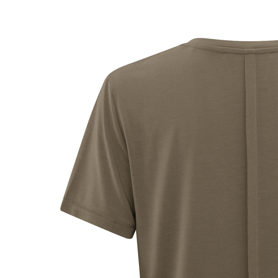 YAYA Basic Slim-Fit T-Shirt in Shitake Brown