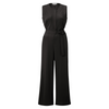 Yaya Washed Black Sleeveless Jersey Jumpsuit with Placket Detail