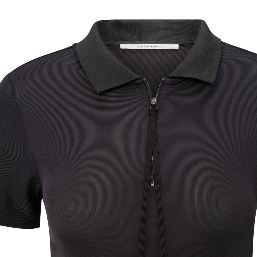 Yaya Phantom Jersey Dress with a Polo Collar