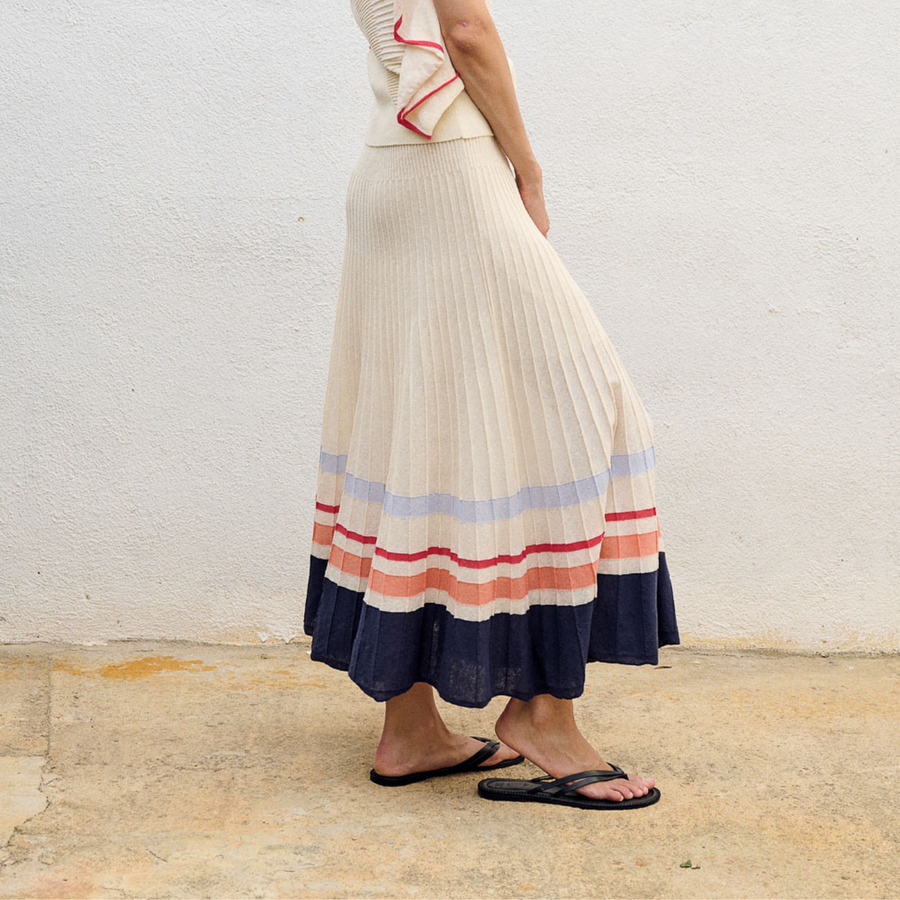 Sita Murt Unique Colour Striped Kitted Skirt