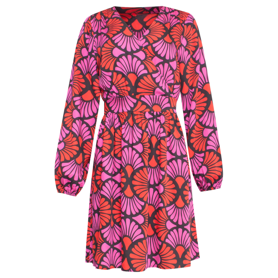 Smashed Lemon Pink Black Multicolour Floral Printed Dress