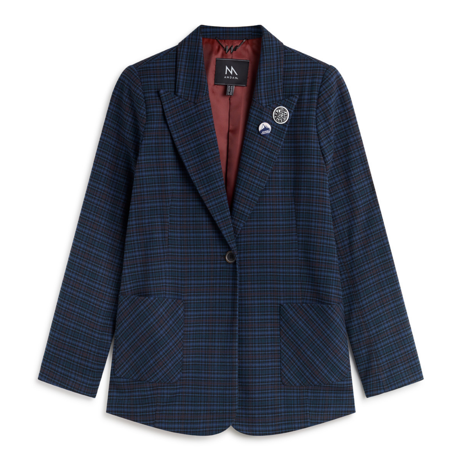 Andam Azul Gingham Blazer Jacket