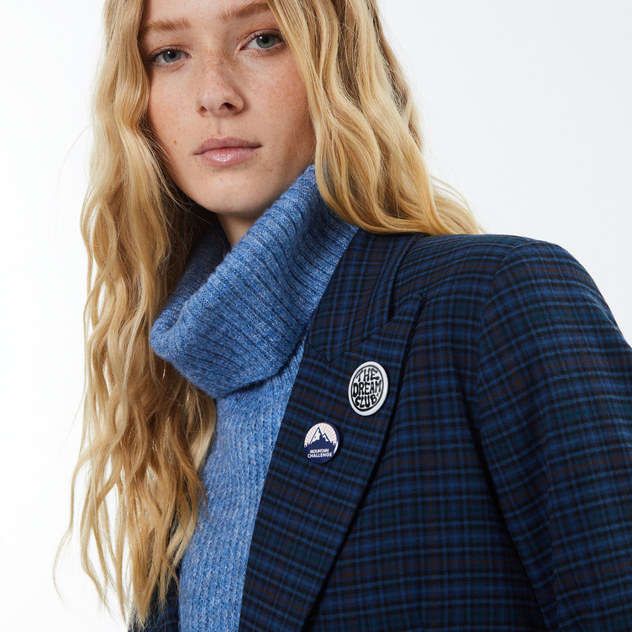 Andam Azul Gingham Blazer Jacket