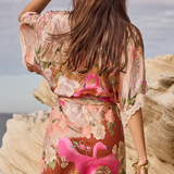 Spell Floridian Lace Mini Dress in Coral