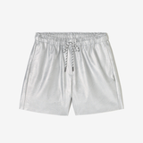 Le Temps Des Cerises Silver Nylu Shorts with Elastic Waistband