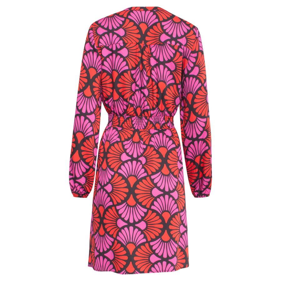 Smashed Lemon Pink Black Multicolour Floral Printed Dress
