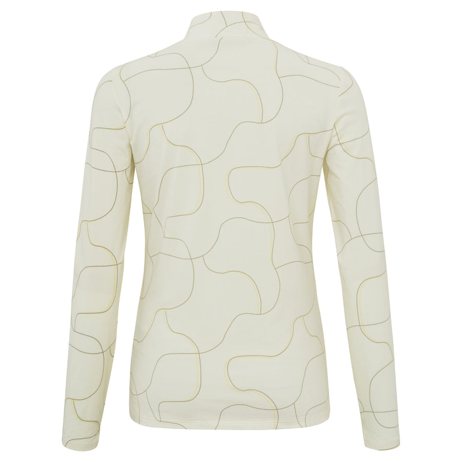 YAYA Printed Jersey Top in Bone White Dessin