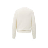 YAYA Off White Knit Melange Deep V-Neck Sweater With Layered Top