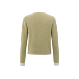 YAYA Pale Olive Green Melange Cardigan With Contrast Details