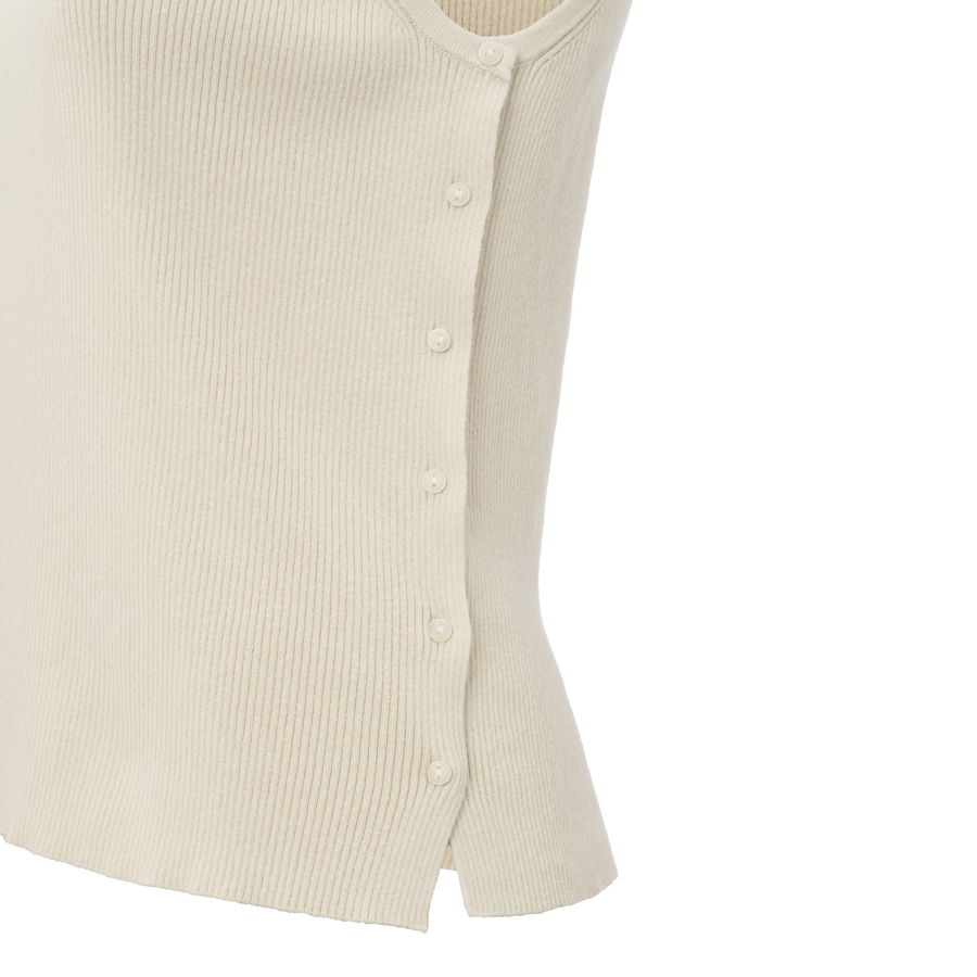 Yaya Summer Sand Sleeveless Top with Button Details