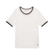 Le Petite Etoile Ecru Madi Pullover with Crotchet Hem Details