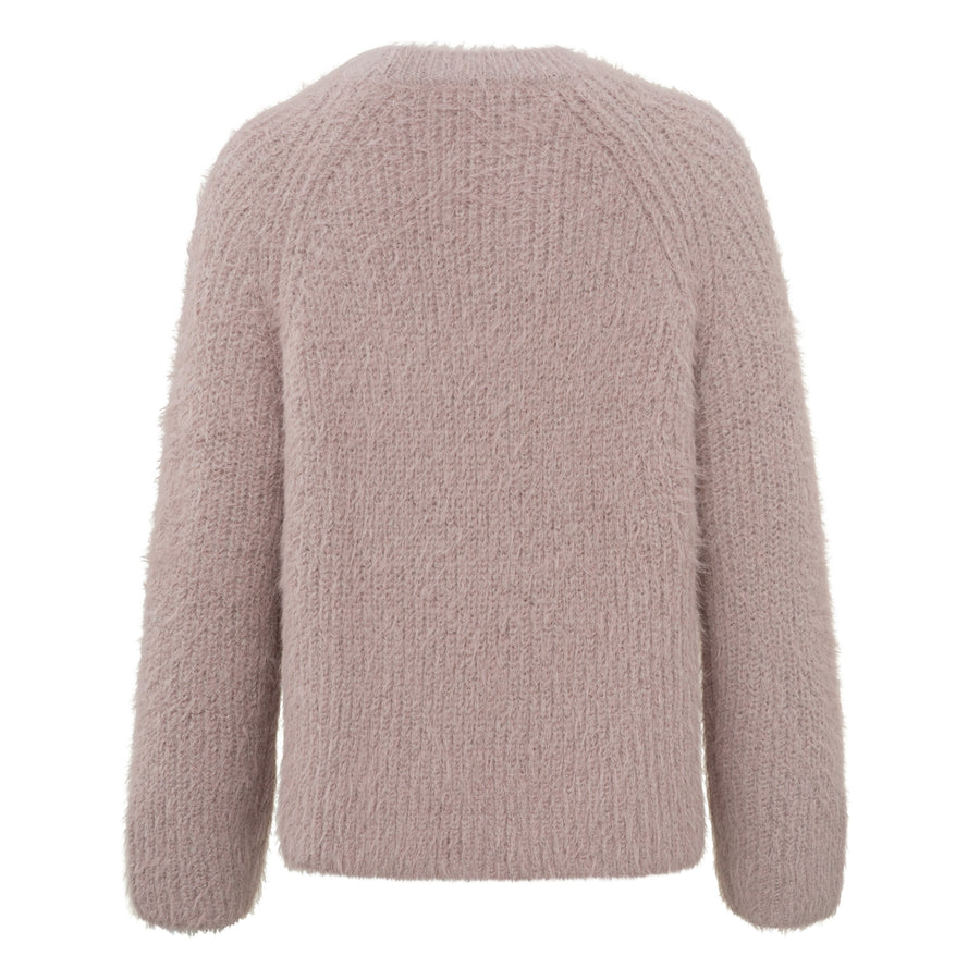 YAYA Furry Mixed Yarn Sweater in Deauville Mauve Pink