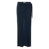 Yaya Total Eclipse Blue Jersey Trousers with a Sheer Front Wrap