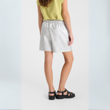 Le Temps Des Cerises Silver Nylu Shorts with Elastic Waistband