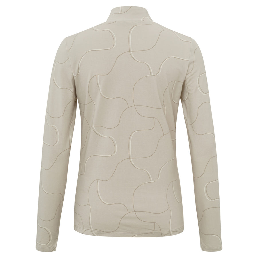 YAYA Printed Jersey Top in Silver Lining Beige